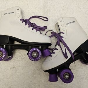 White and Purple Roller Skates